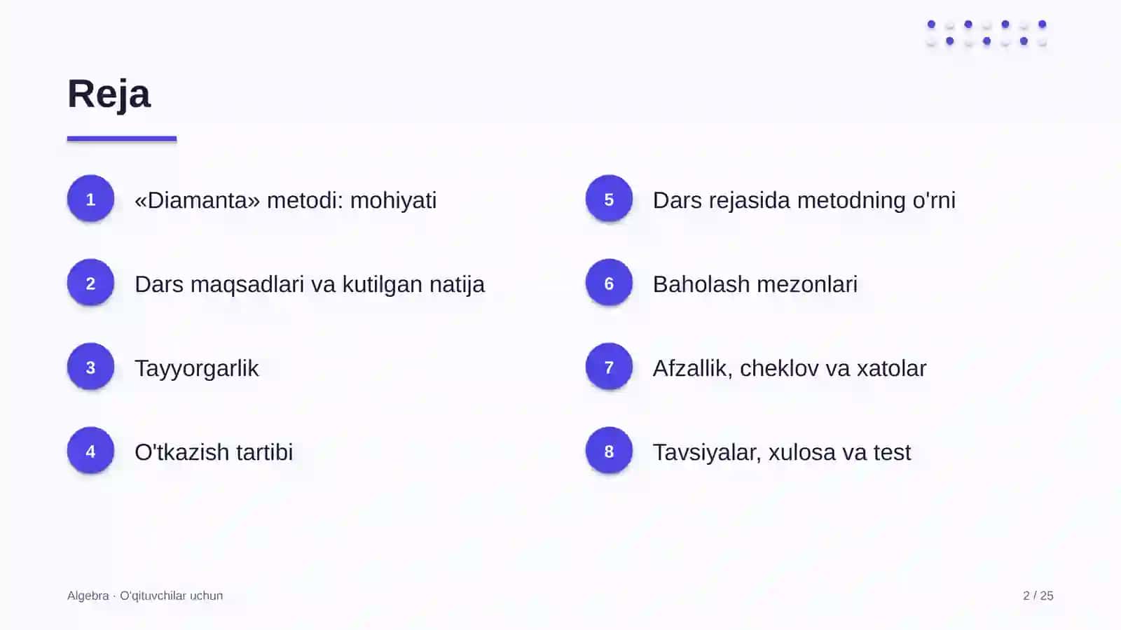 algebra darslarida diamanta metodidan foydalanish 7572 2