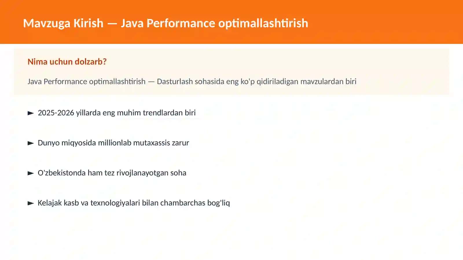 Java Performance optimallashtirish 2