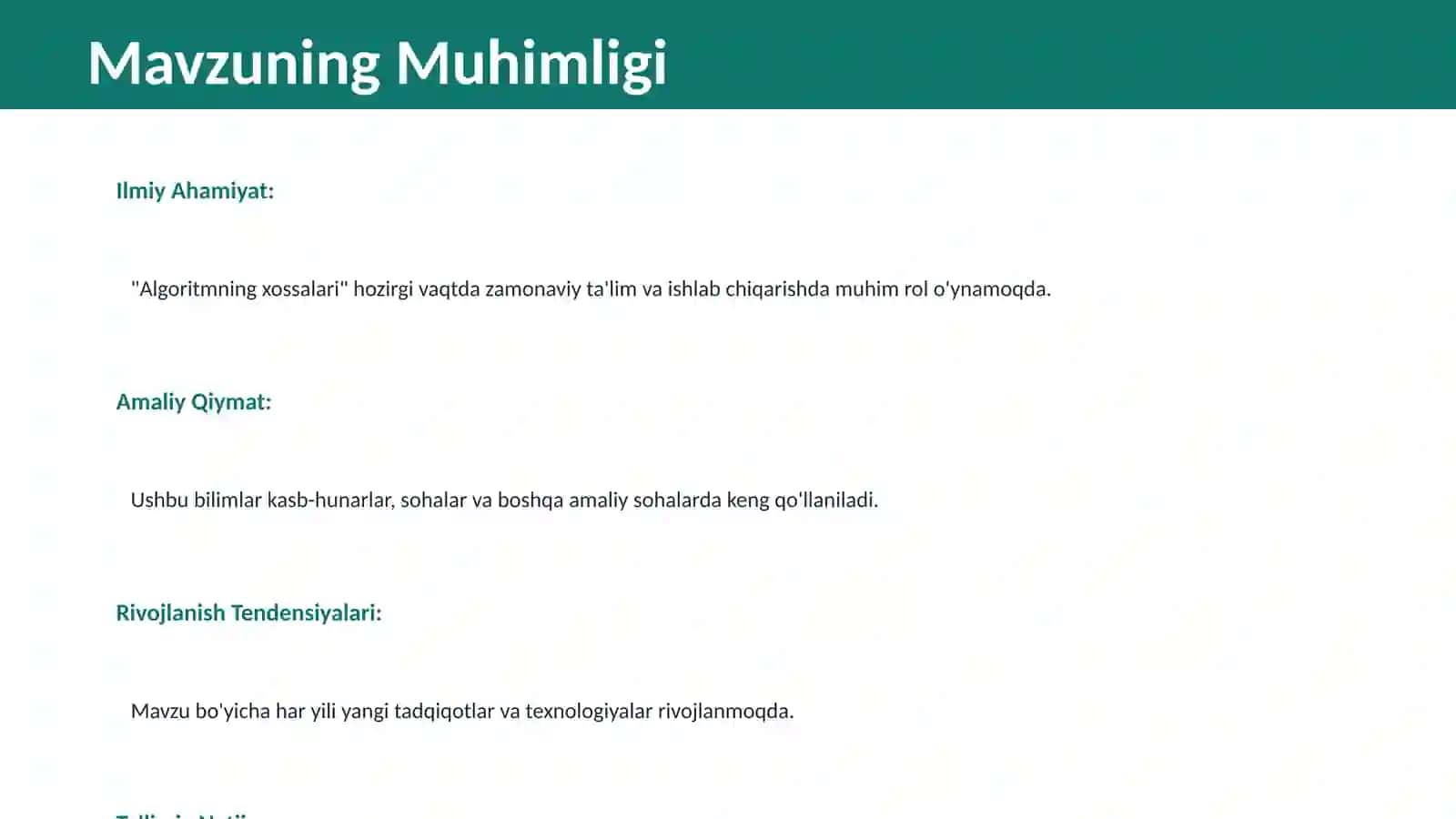 Algoritmning xossalari 2