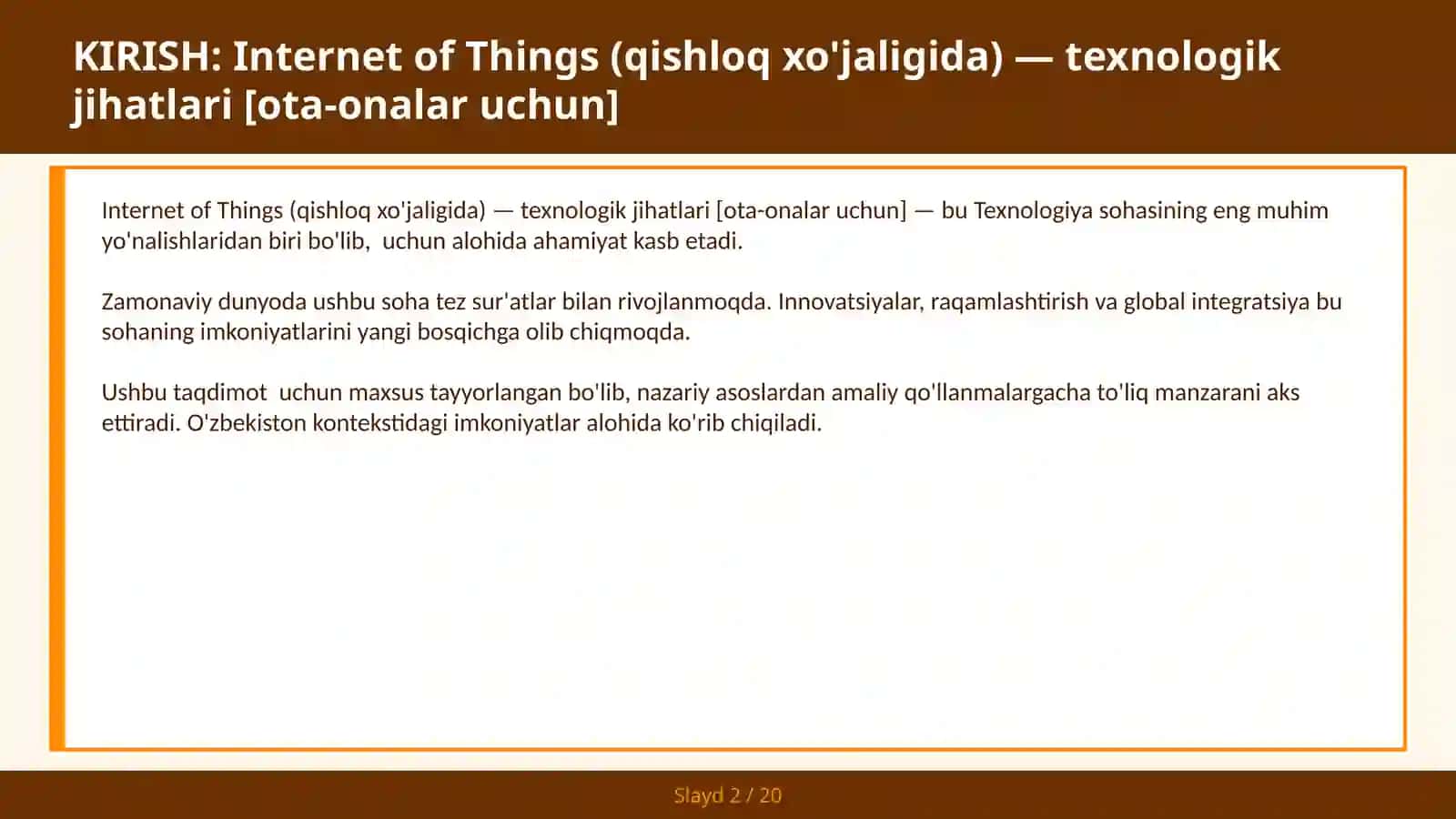 Internet of Things (qishloq xo'jaligida) — texnologik jihatlari [ota-onalar uchun] 2