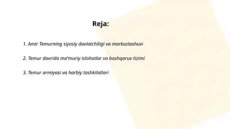 Amir Temur davri davlatchiligi 2