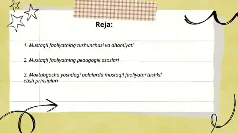 Mustaqil Faolyat.Maktabgacha yoshdagi bolalarga talim berishning asosiy shakli 2