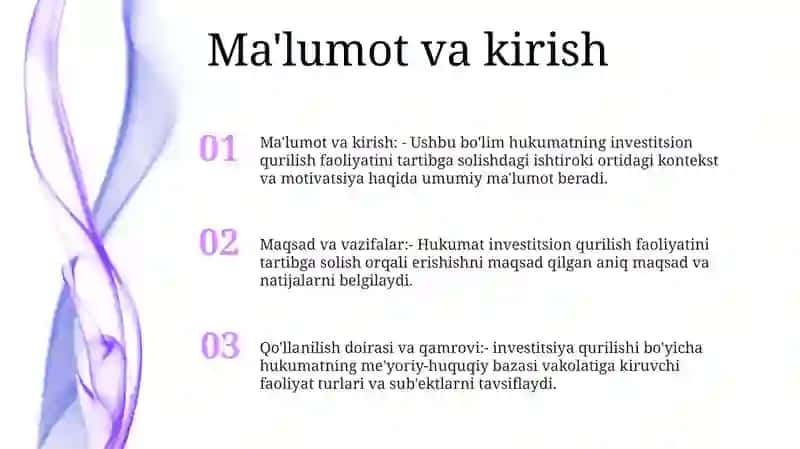 Investitsion Qurilish Faoliyatining Davlat Tomonidan Tartibga Solinishi 2