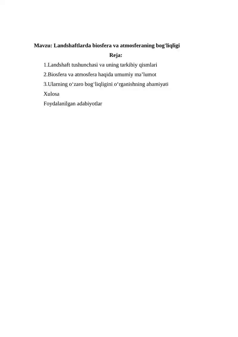 Landshaftlarda biosfera va atmosferaning bog'liqligi 2
