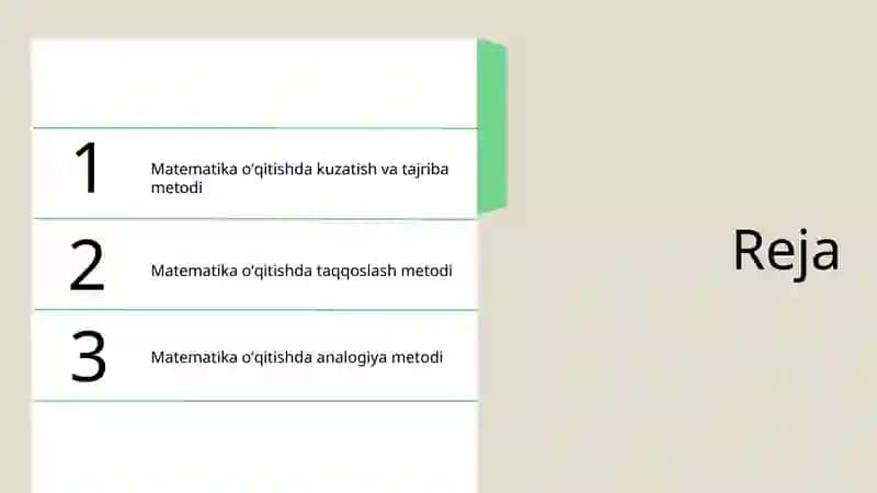 Matematikani oʻqitishda kuzatish va tajriba, taqqoslash va analogiya metodlari 2