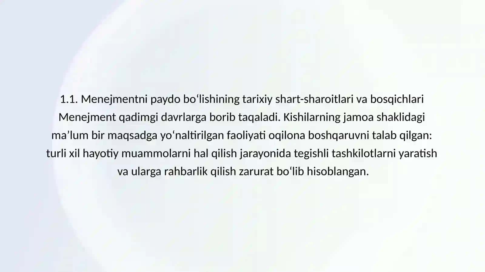 MENEJMENTNING RIVOJLANISH TARIXI VA ZAMONAVIY HOLATI 2