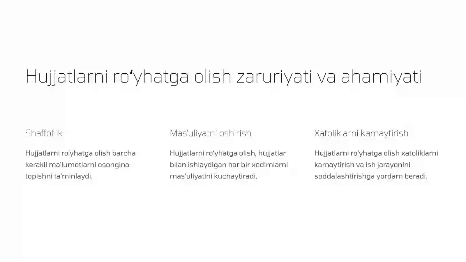 Ijro intizomini taminlash jarayonida hujjatlarni roʻyhatga olish va tizimlashtirish 2