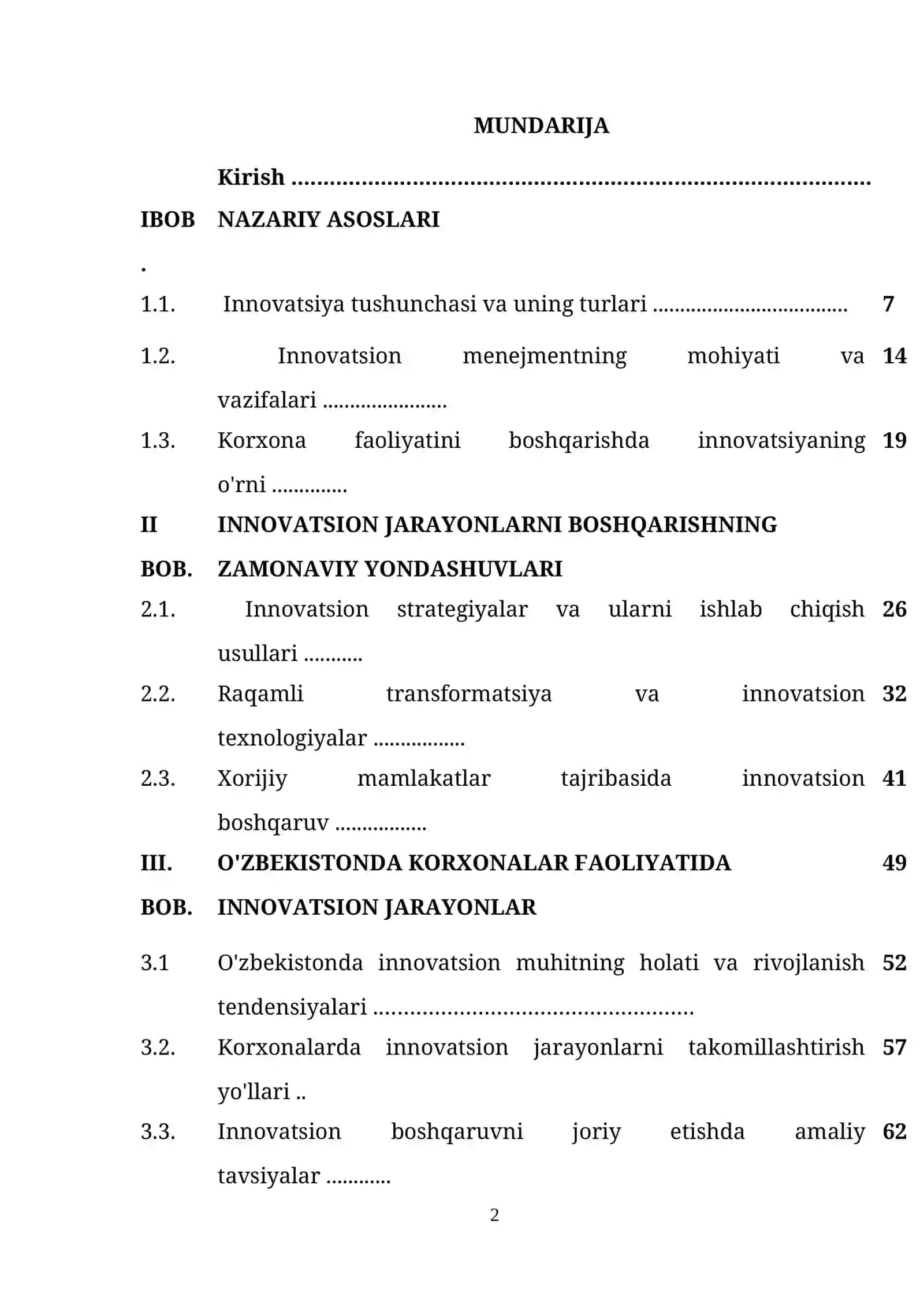O'ZBEKISTONDA KORXONALAR FAOLIYATIDA INNOVATSION JARAYONLAR 2