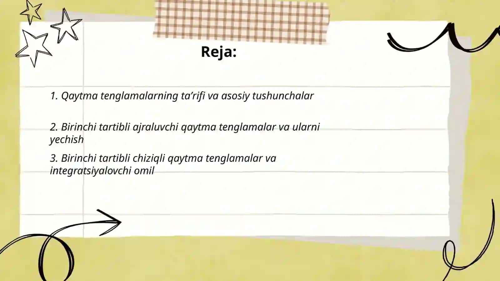 Qaytma va yuqori darajali tenglamalar 2