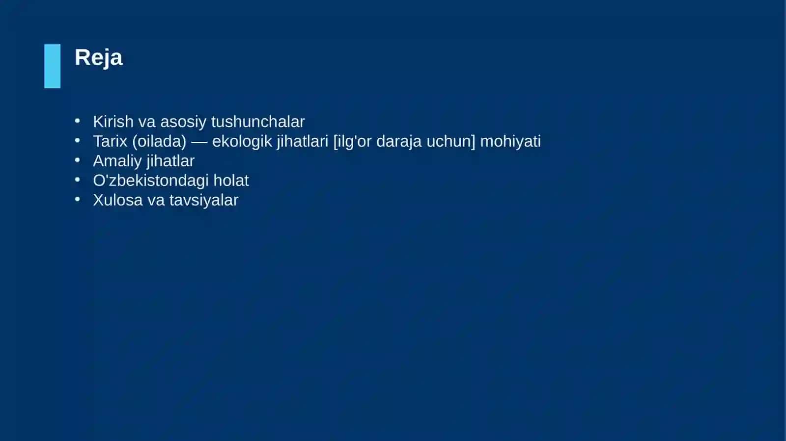 Tarix (oilada) — ekologik jihatlari [ilg'or daraja uchun] 2