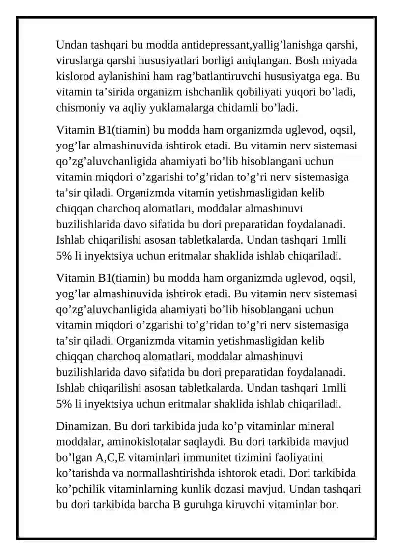 Organizm tonusini kuchaytiruvchi dori vositalari 2