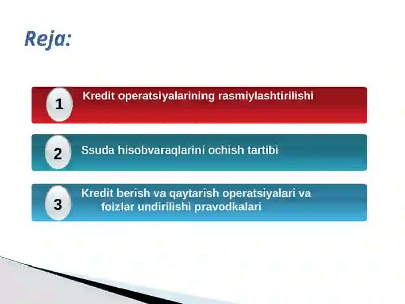 Kredit operatsiyalari hisobi 2