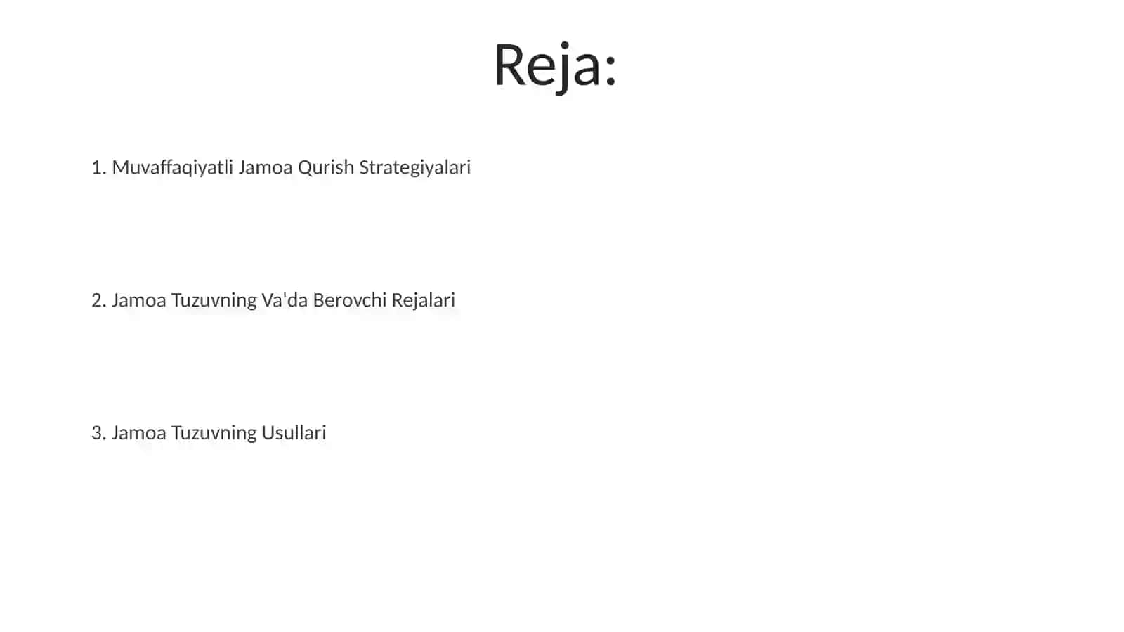 Jamonaning shakillantirishning istiqbolli rejalari 2