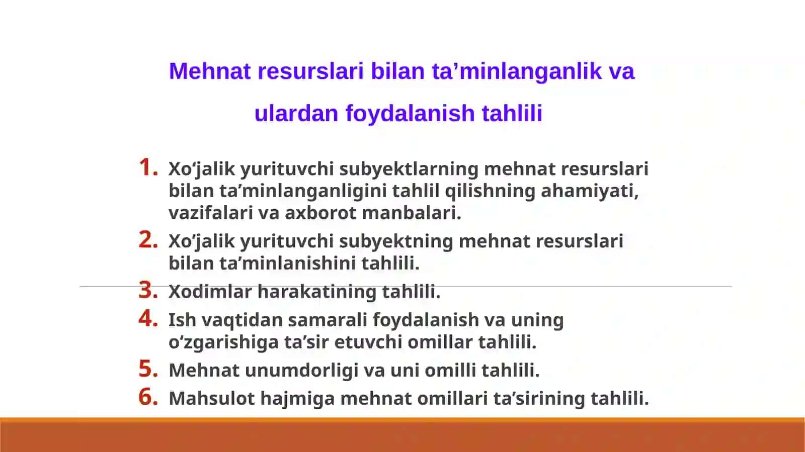 MEHNAT RESURSLARI BILAN TA’MINLANGANLIK VA MEHNAT UNUMDORLIGINI TAHLILI 2
