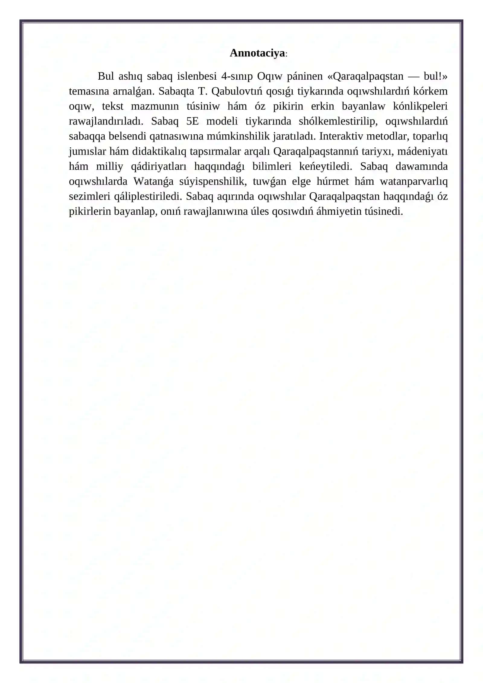 4-klass “Qaraqalpaqstan-bul!” 2