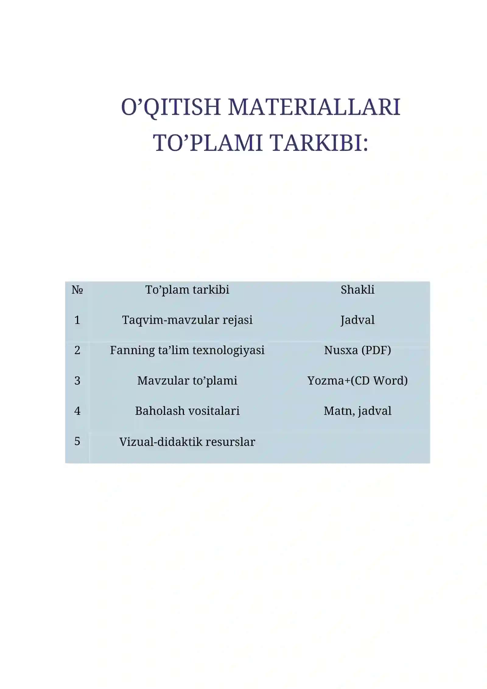 Elektrotexnik  materiallar fanidan O’QITISH MATERIALLARI TO‘PLAMI 2