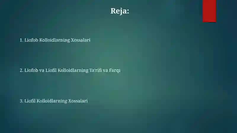 Liofob va Liofil Kaloidlarning Xossalari 2