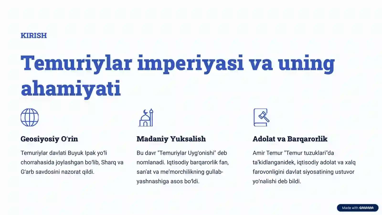 Amir Temur va Temuriylar davrida iqtisodiy gʻoyalar va siyosat 2