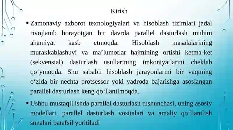 Parallel dasturlash vositalri 2