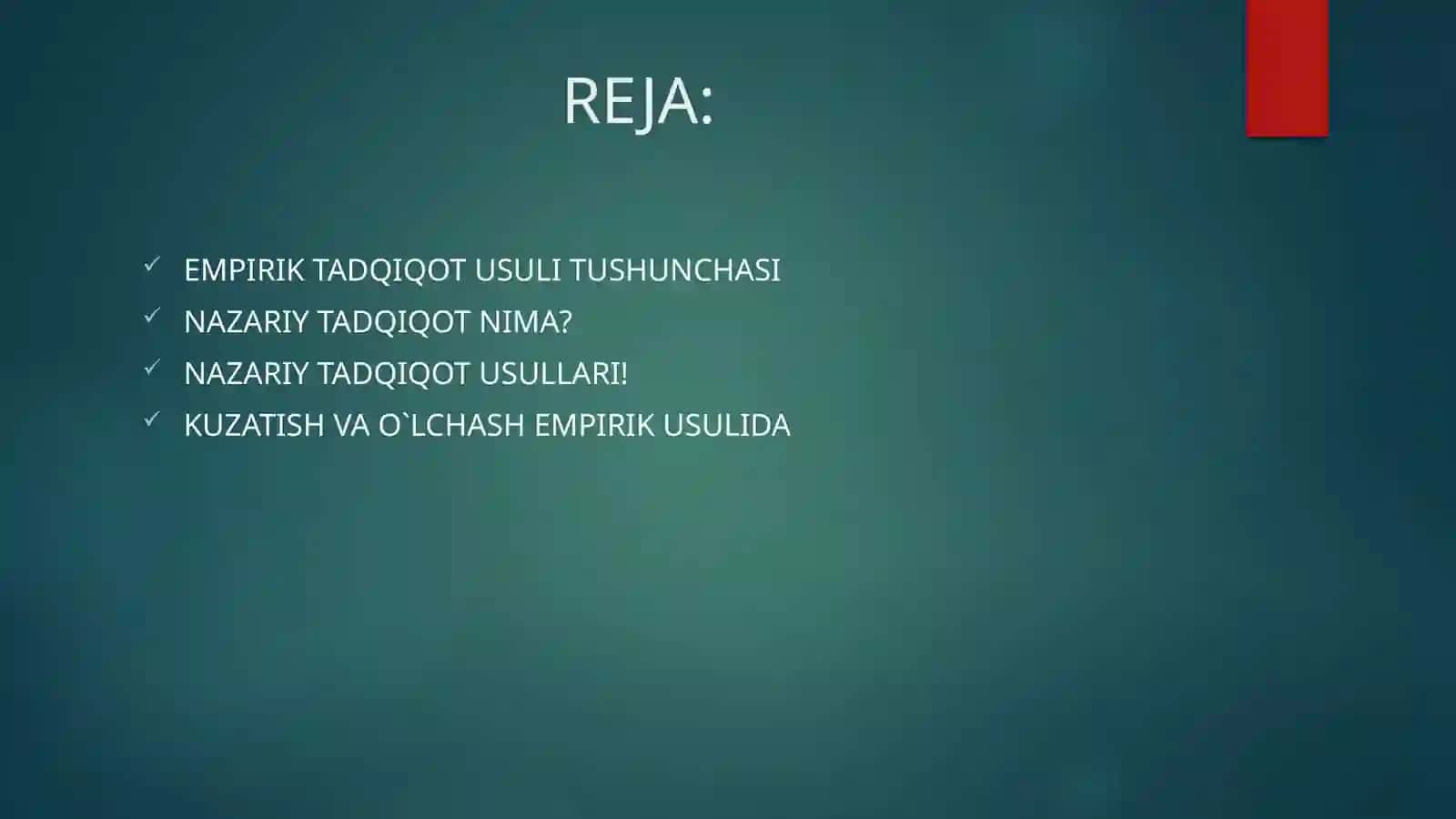 ILMIY TADQIQOTNING EMPIRIK USULLARI VA NAZARIY DARAJASI 2