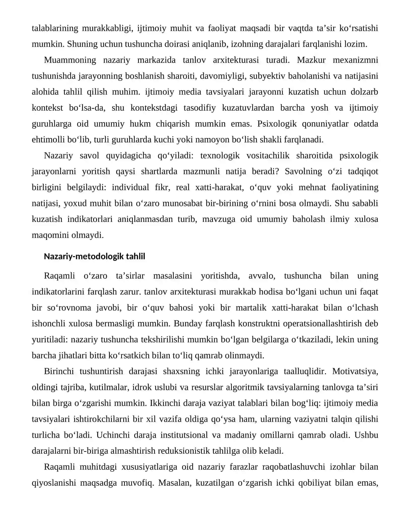 ALGORITMIK TAVSIYALARNING TANLOVGA TA’SIRI — RAQAMLI MUHITDAGI XUSUSIYATLARI 2