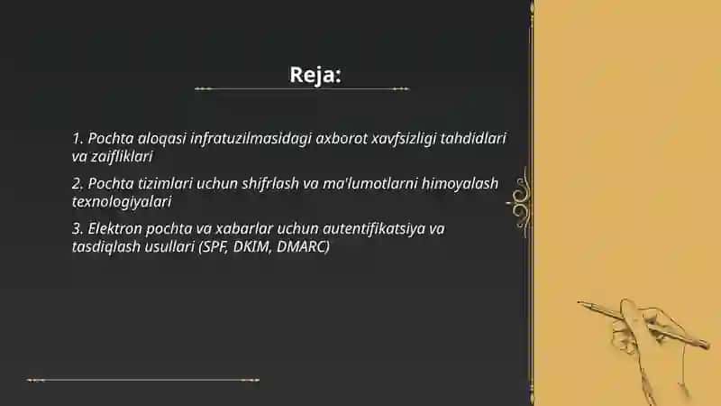 Pochta aloqasi infratuzilmasida axborot xavfsizligini ta‘minlash masalalari 2