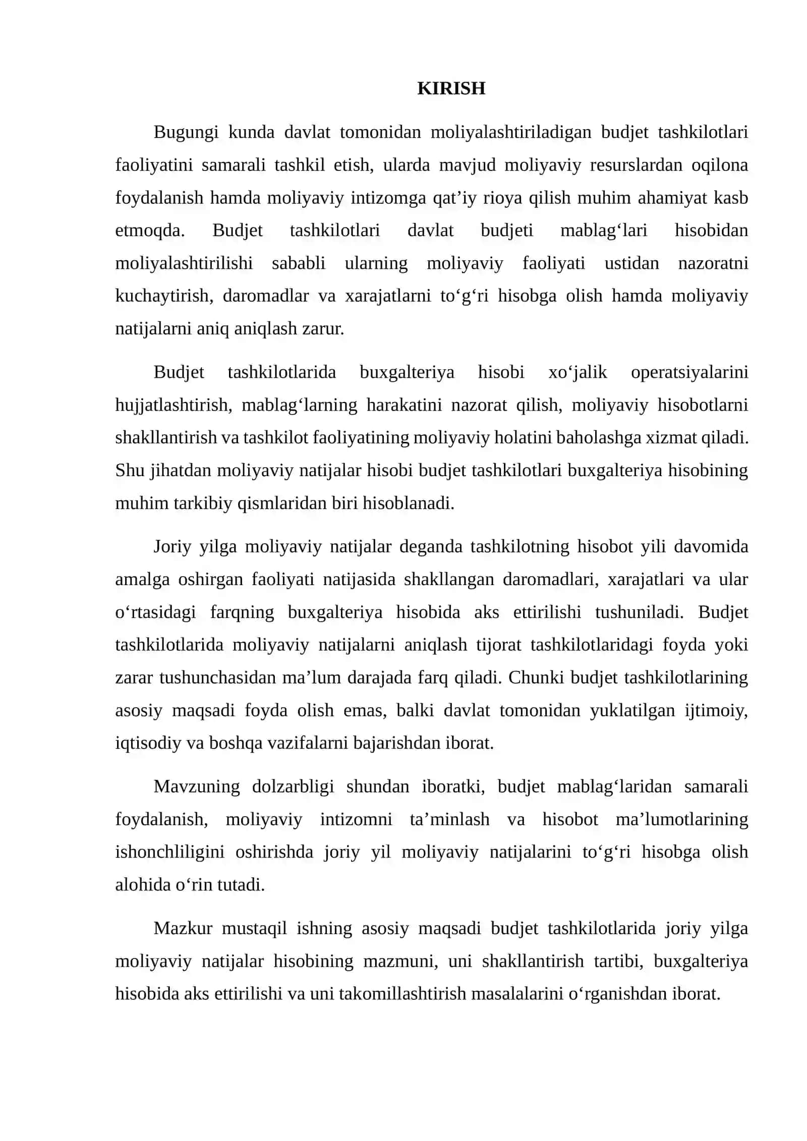 Budjet tashkilotlarida joriy yilga moliyaviy natijalar hisobi 2
