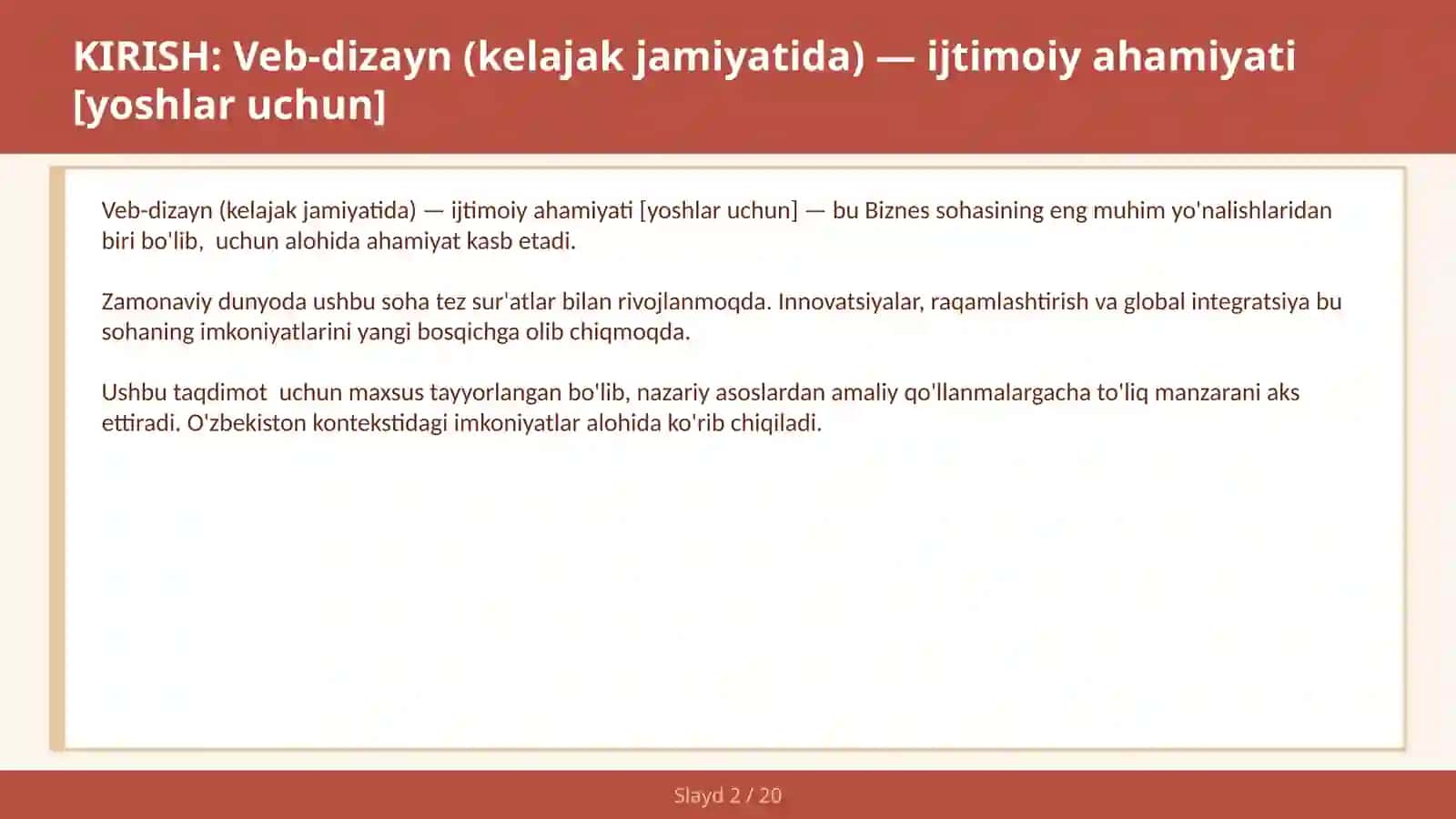 VEB-DIZAYN (KELAJAK JAMIYATIDA) — IJTIMOIY AHAMIYATI [YOSHLAR UCHUN] 2