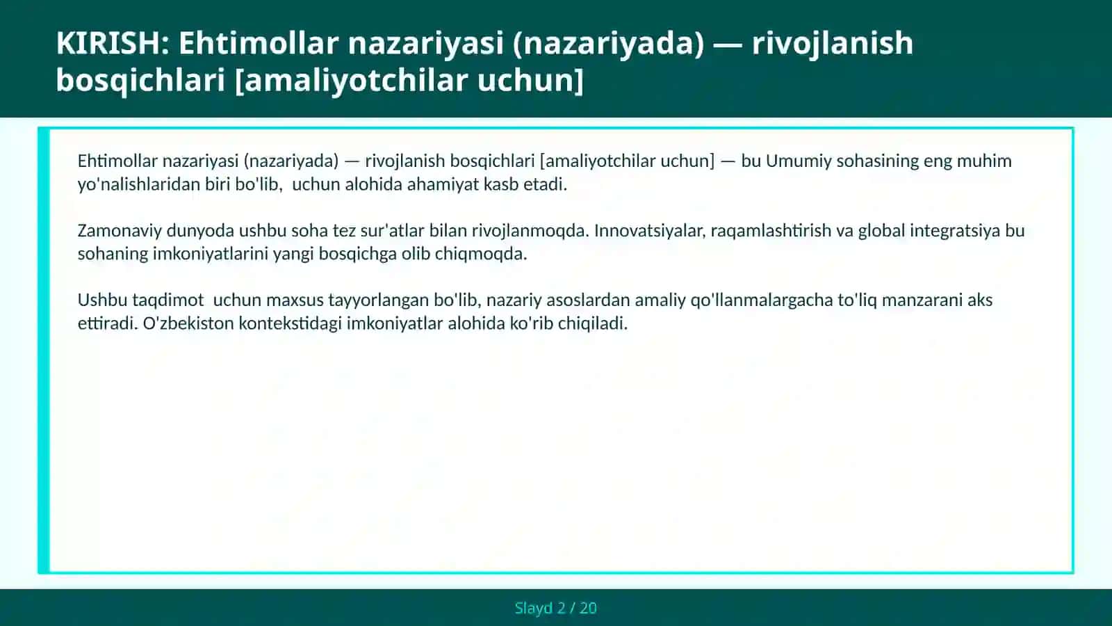 Ehtimollar nazariyasi (nazariyada) - rivojlanish bosqichlari [amaliyotchilar uchun] 2