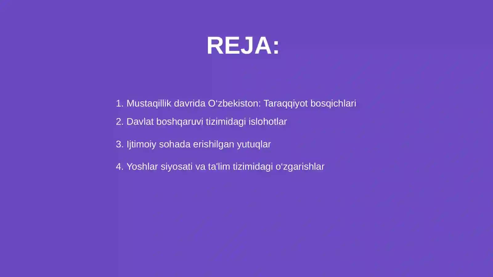 O‘zbekistonda Mustaqillik Yillarida Davlat Boshqaruvi va Ijtimoiy Sohada Amalga Oshirilayotgan Ozgarishlar 2