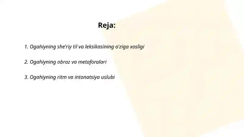 Ogahiyning she'riy mahorati 2
