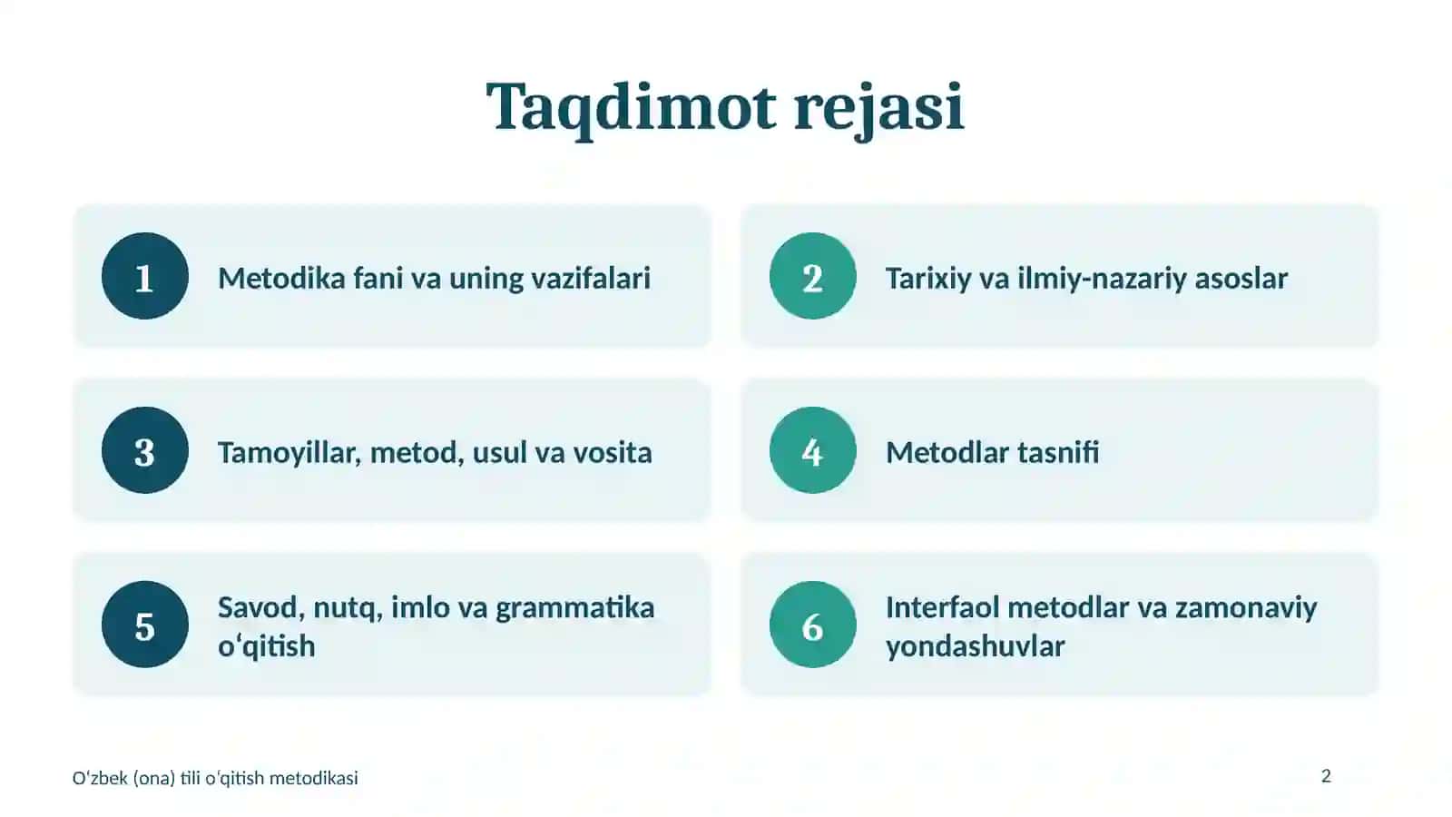 Ona tili o‘qitish metodlari va usullari 2