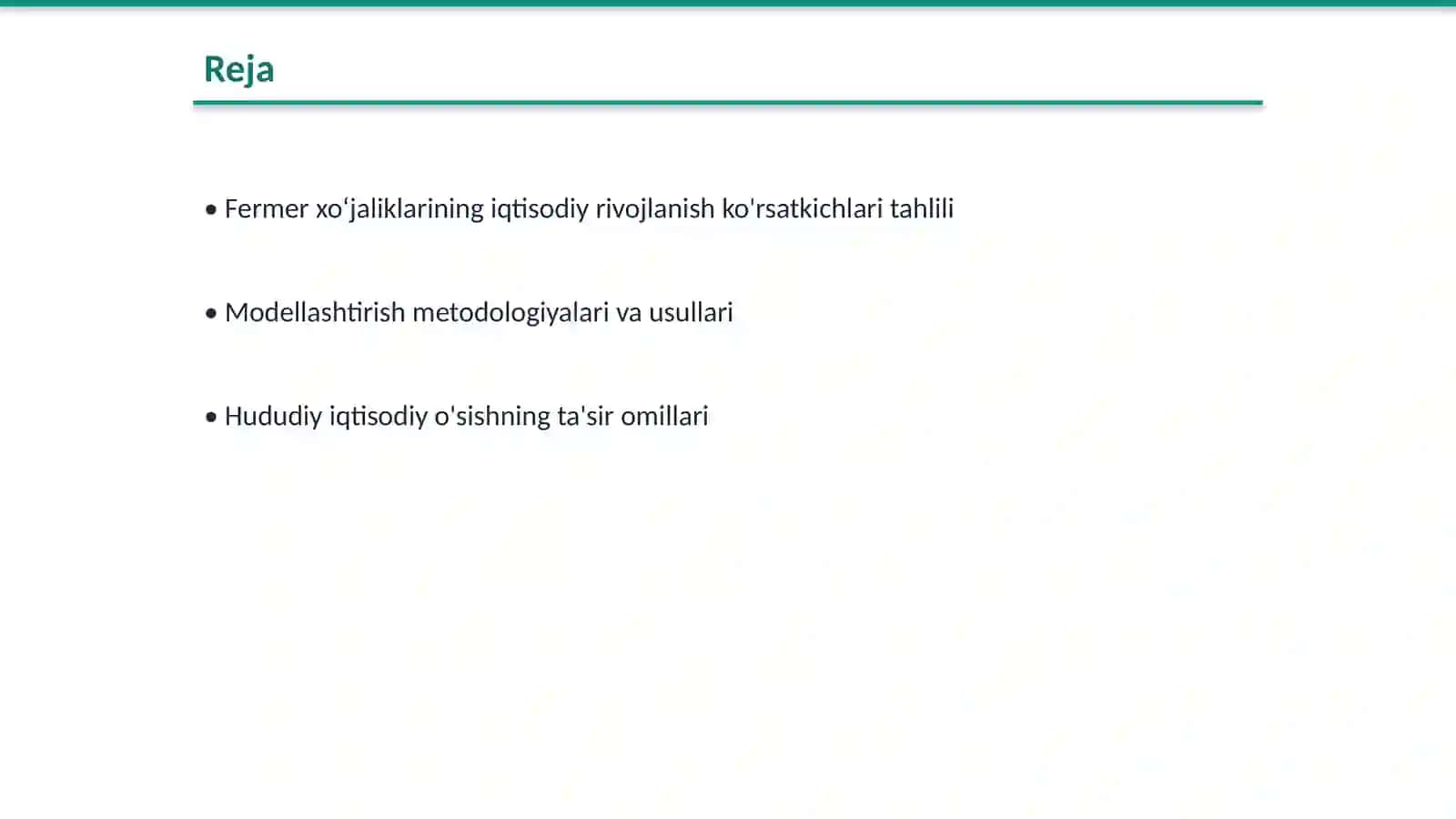 Fermer xoʻjaliklarining iqtisodiy rivojlanish koʻrsatkichlarini modellashtirish 2