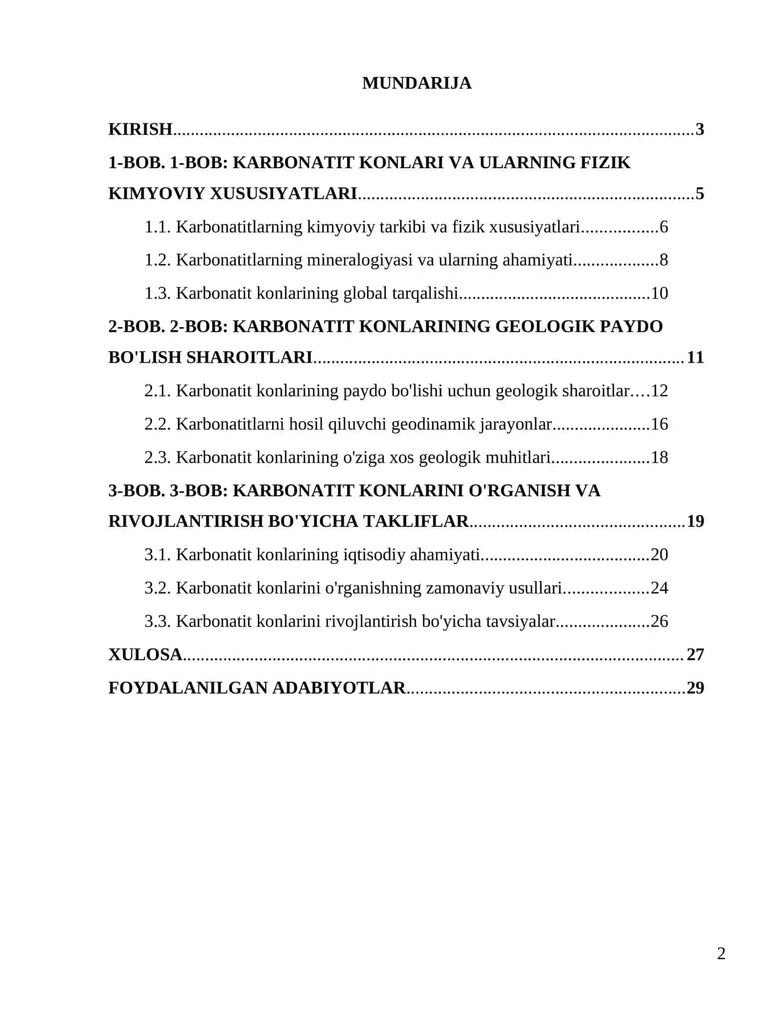 KARBONATIT KONLARI VA PAYDO BO‘LISHINING FIZIK KIMYOVIY VA GEOLOGIK PAYDO BO‘LISHI SHAROITLARI 2