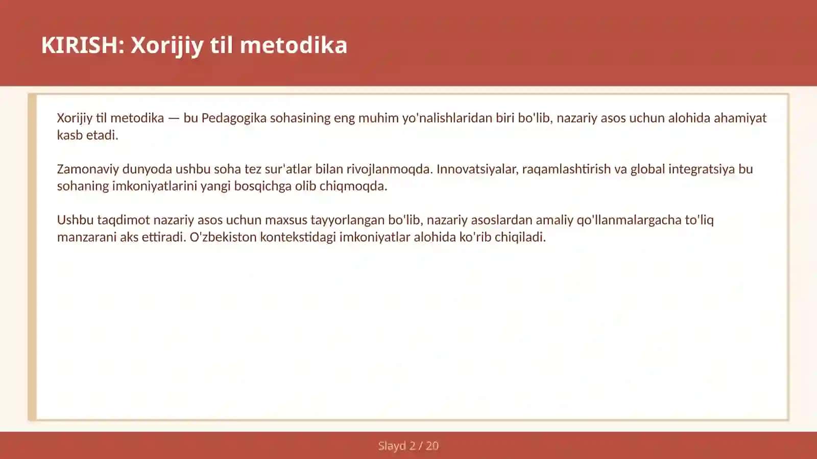 XORIJIY TIL METODIKA 2