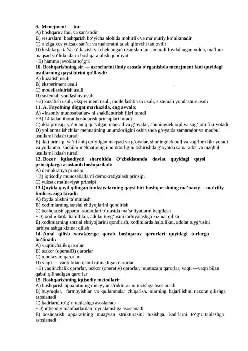Menejment fanidan testlar 2