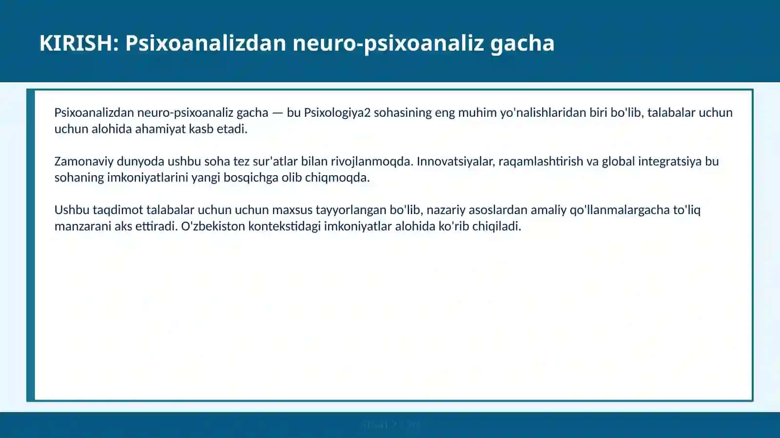 Psixoanalizdan neuro-psixoanaliz gacha 2