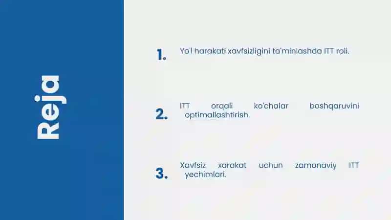 Yo'l va ko'chalarda xavfsiz xarakatlanishni tashkil etish va bishqarishda ITT ni qo'llash 2