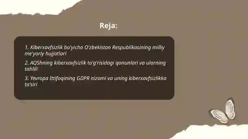 Kiberxavfsizlikga oid milliy va xorijiy me'yoriy xujjatlar tahlili 2
