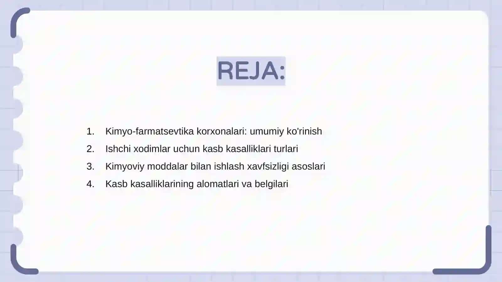 Kimyo-farmatsevtika korxonalari ishchi-xodimlarida uchraydigan kasb kasalliklari va oldini olish choralari 2