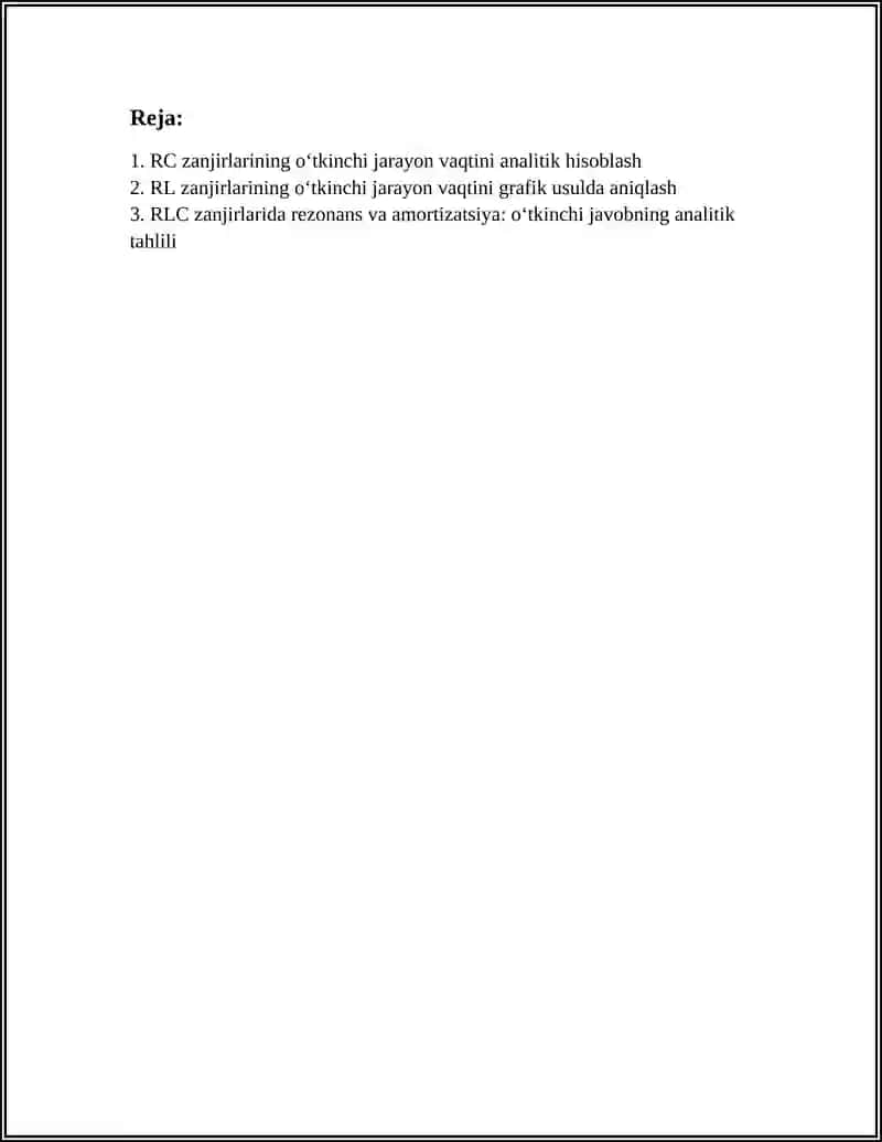 ELEKTR YURITMALAR OʻTKINCHI JARAYON VAXTINI GRAFIK VA ANALITIK USULLARDA ANIQLASH 2