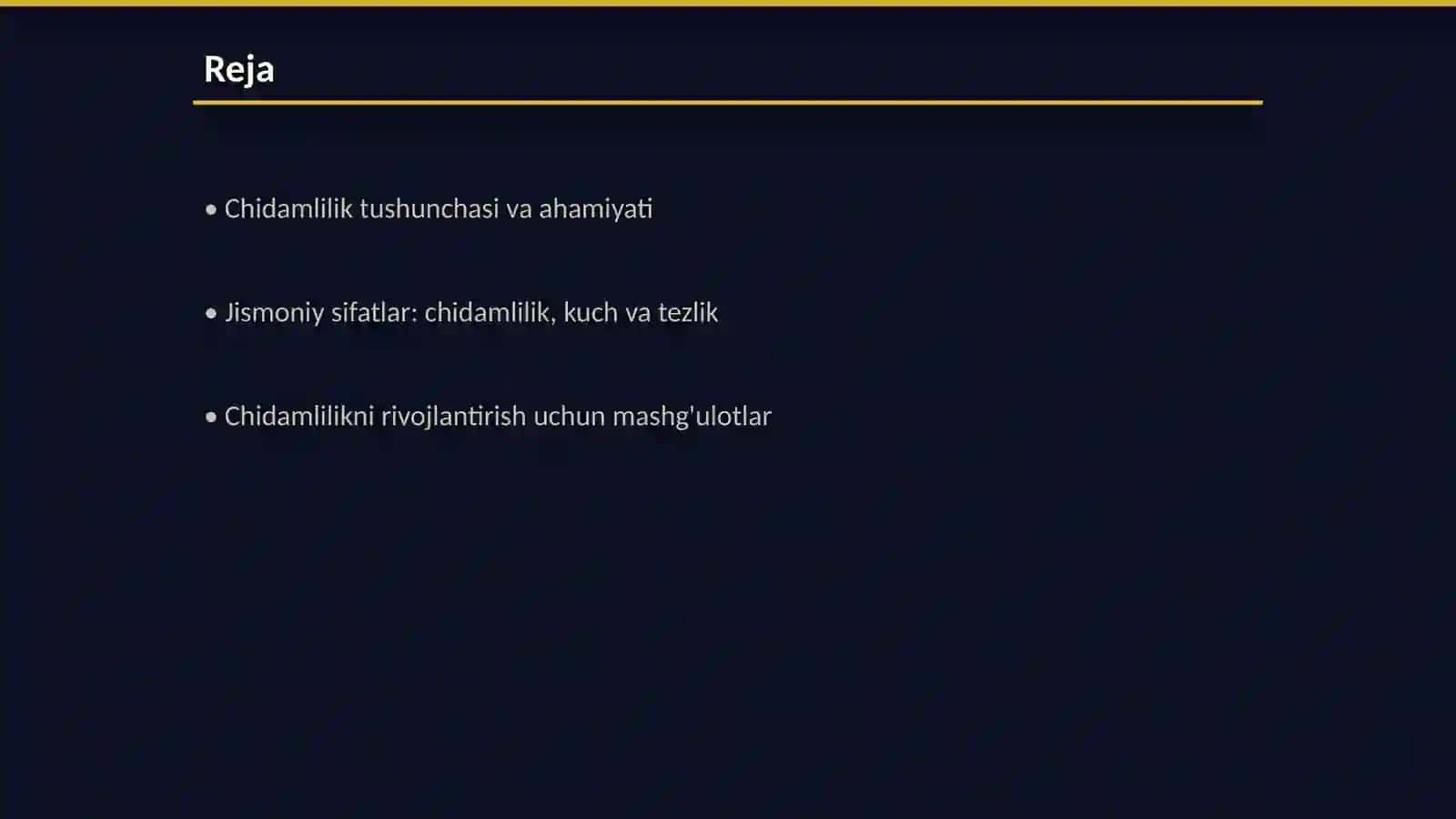 Chidamlilikni boshqa jismoniy sifatlar bilan birga rivojlantirish 2