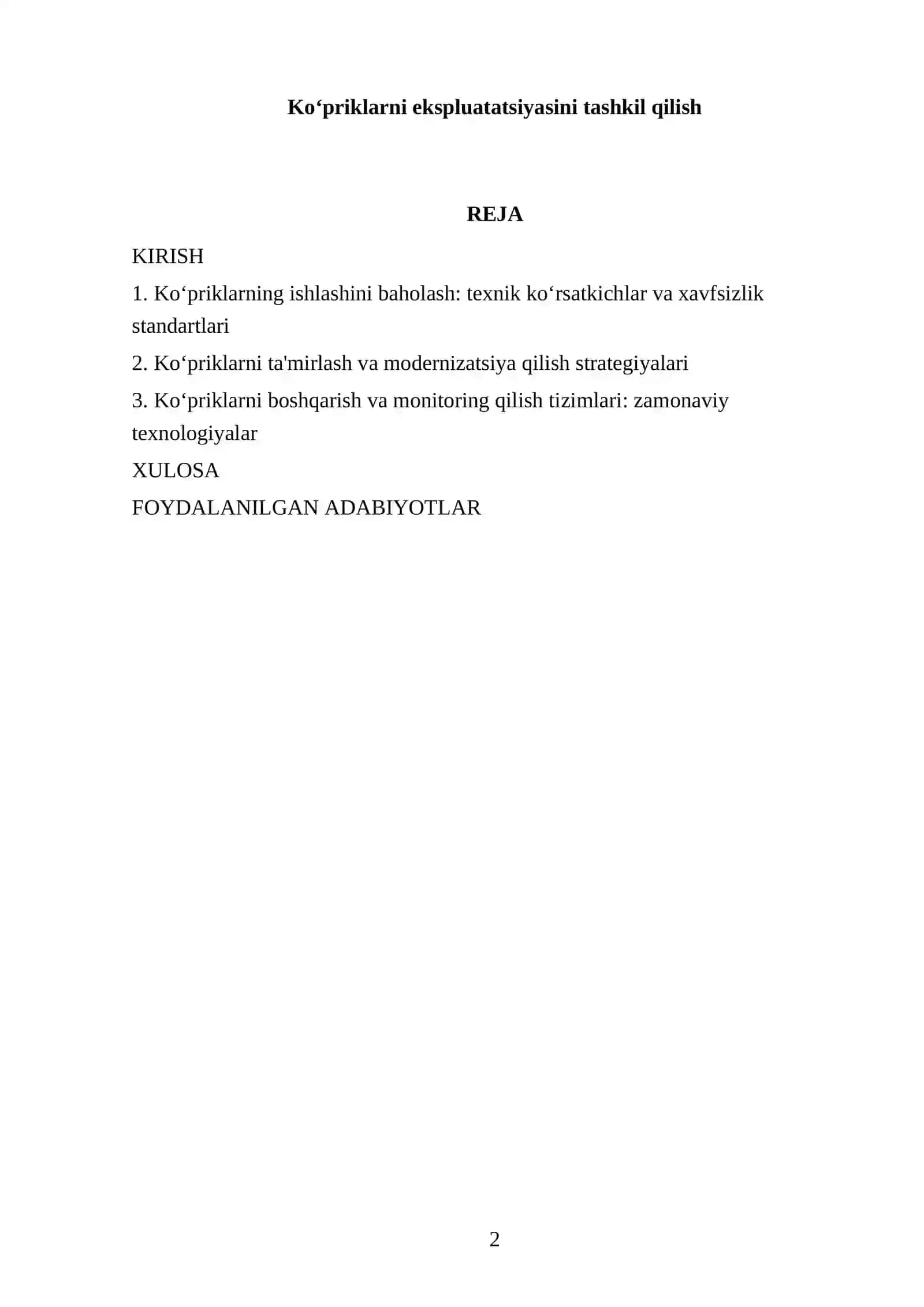 Ko‘priklarni ekspluatatsiyasini tashkil qilish 2