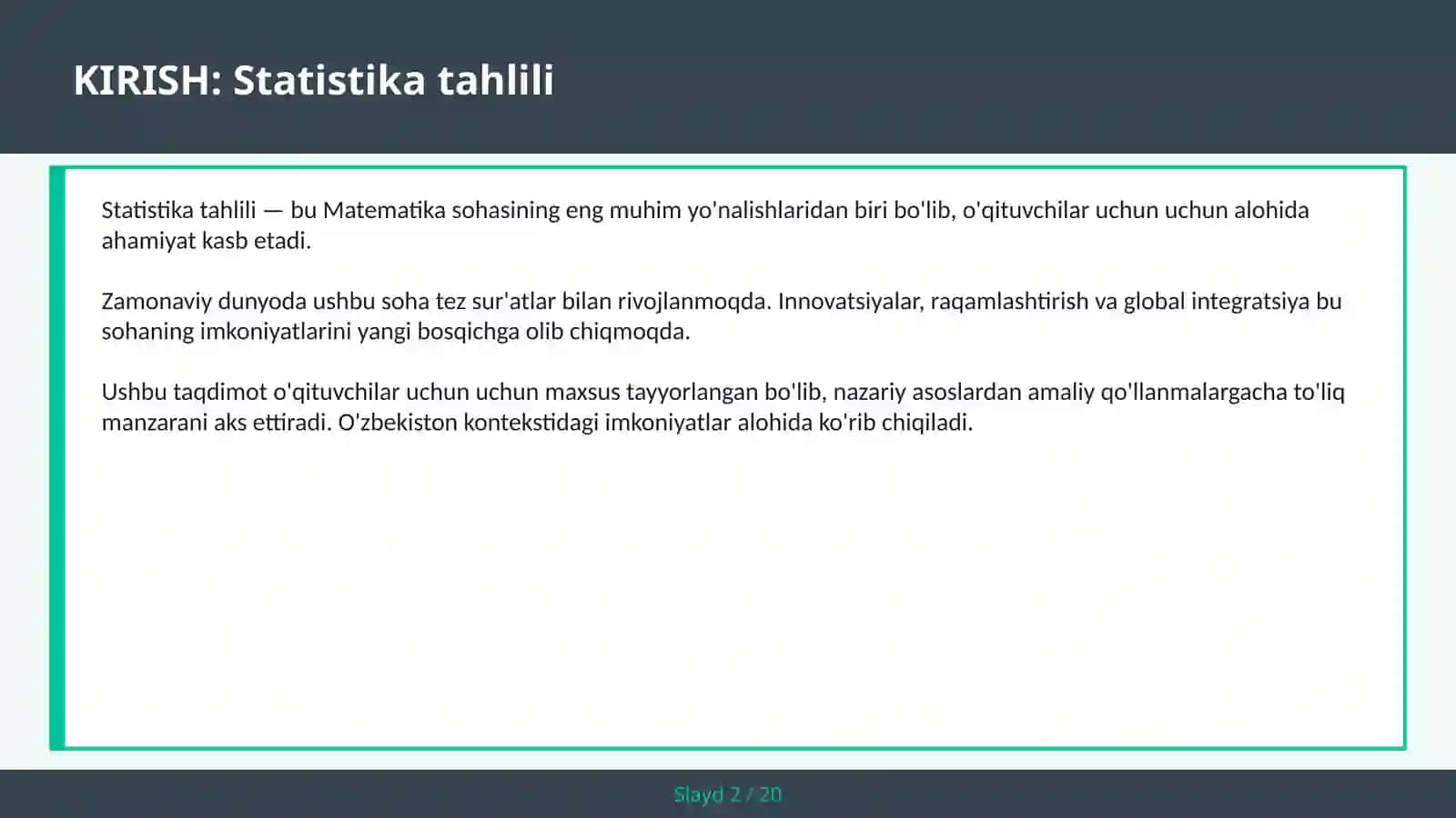 Statistika tahlili 2