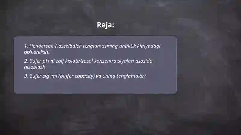 Analitik kimyoda bufer tenglamalar 2