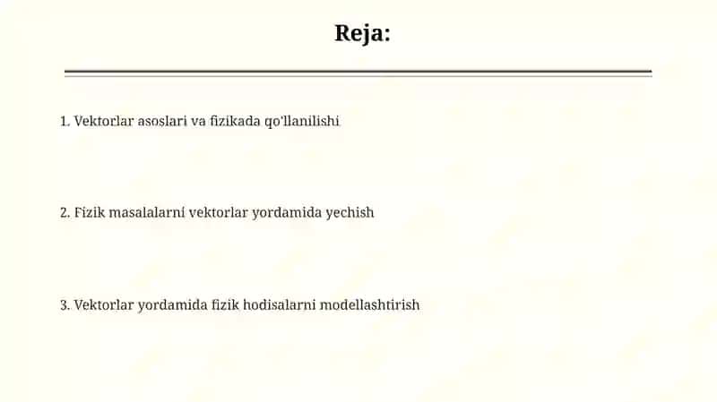 Vektorlarning fizik masalalarga tadbiqi 2
