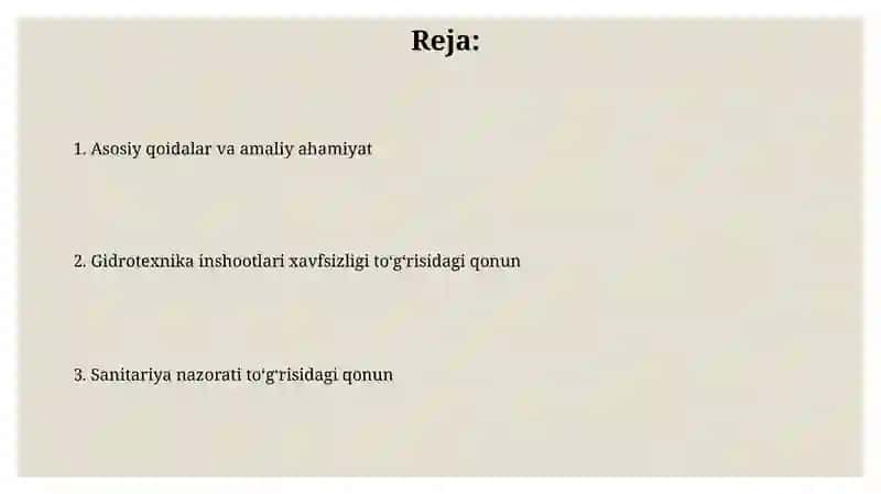 Gidrotexnika inshoatlarini xafsizligi to‘g‘risidagagi qonuni 2