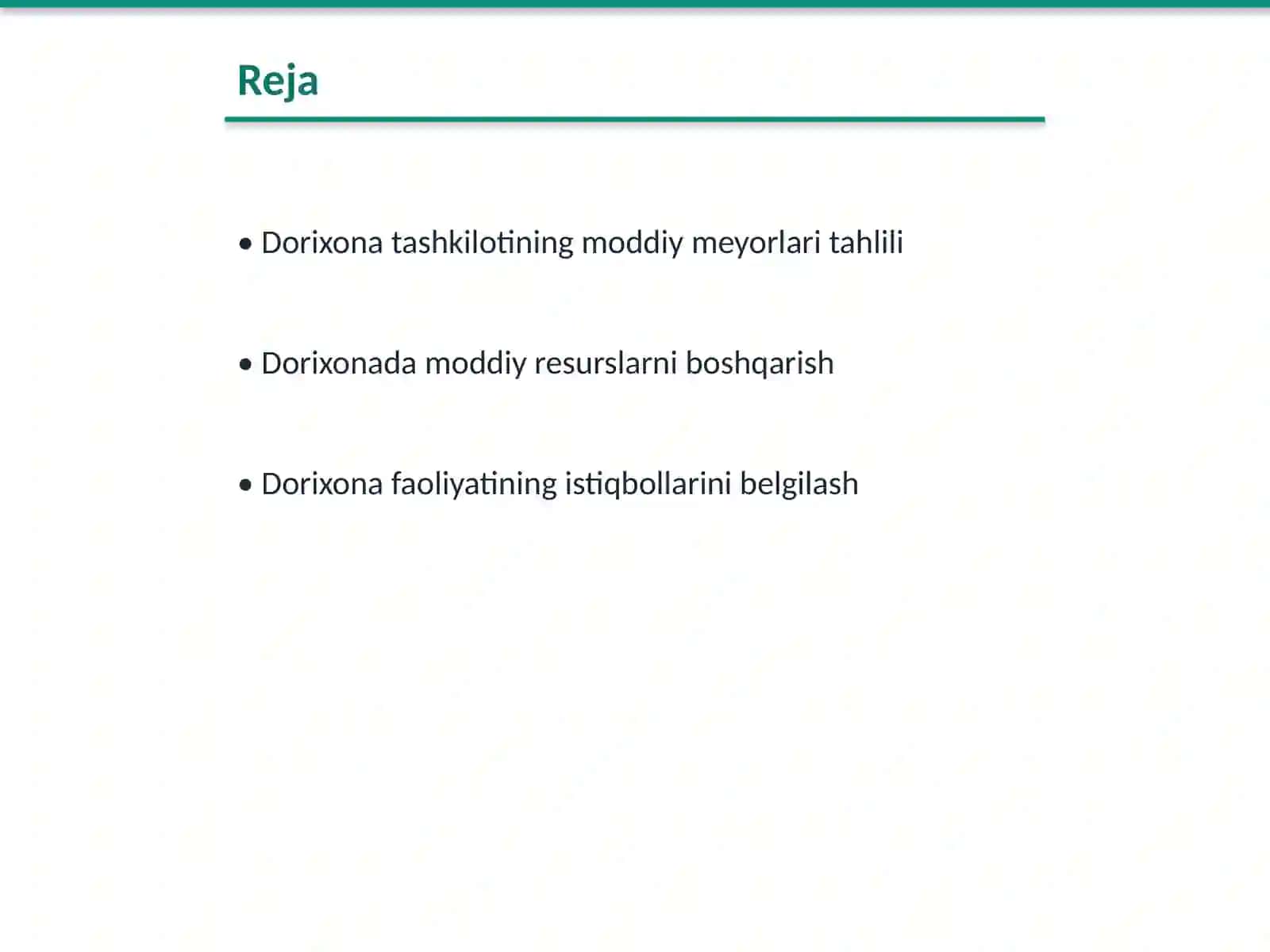 Dorixona moddiy meyorlari tahlili 2