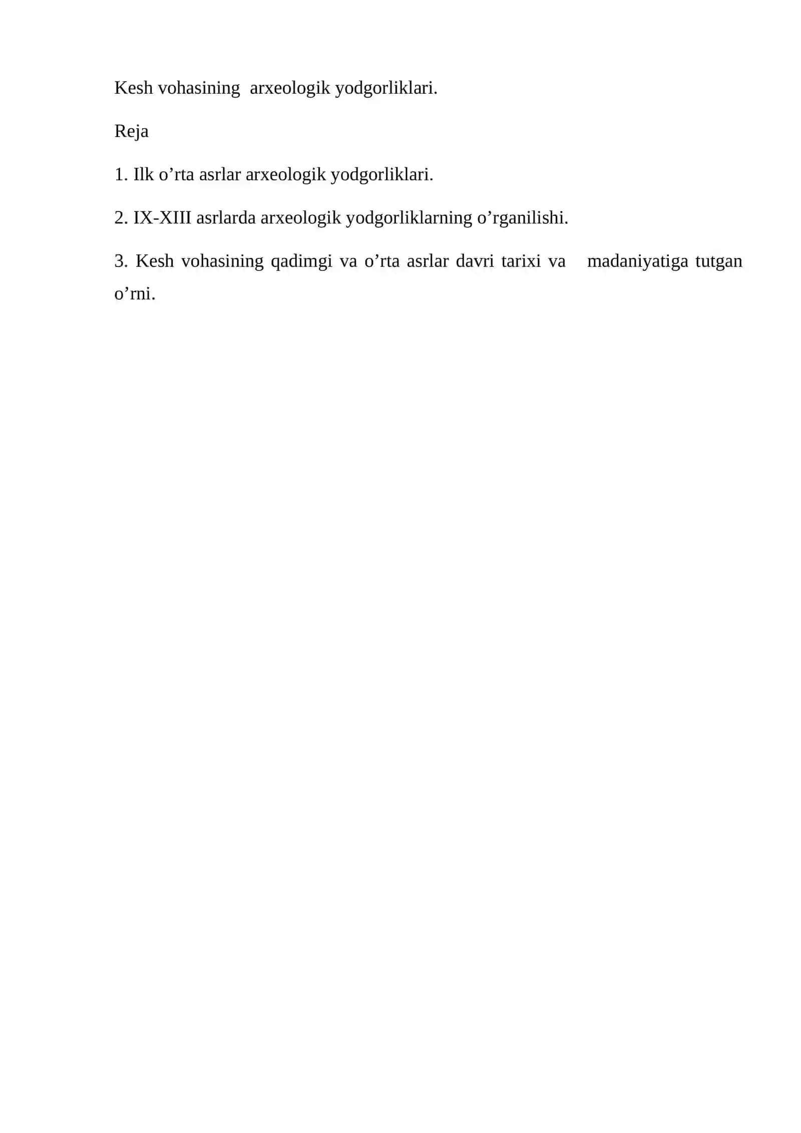 KESH VOHASINING ARXEOLOGIK YODGORLIKLARI 2