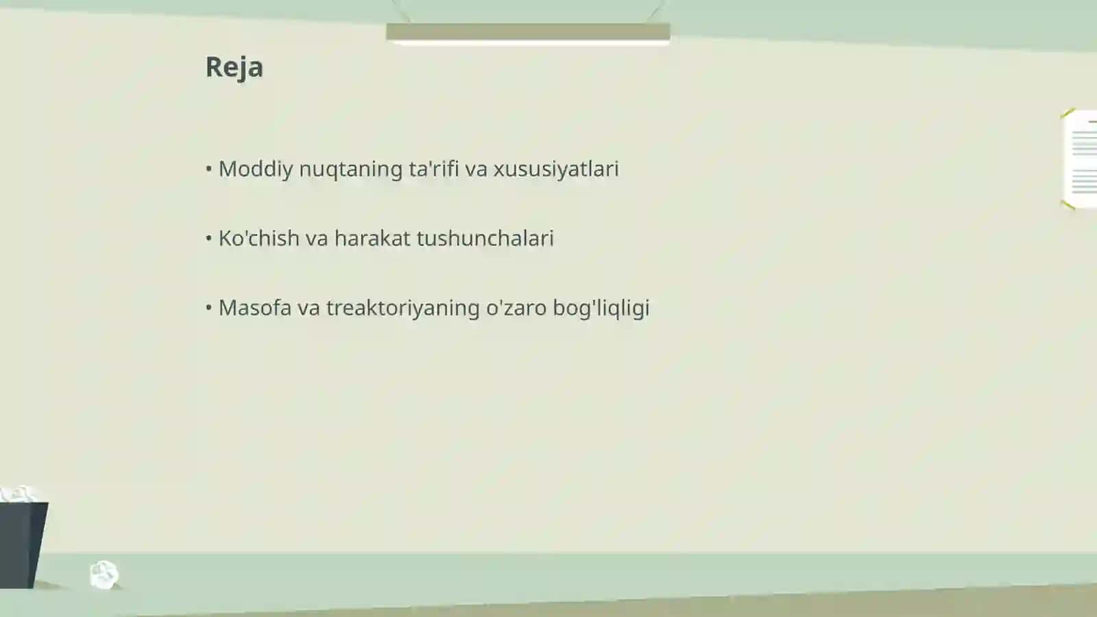 Moddiy nuqtaning koʻchishi bosib oʻtgan masofasi va treaktoriyasi 2